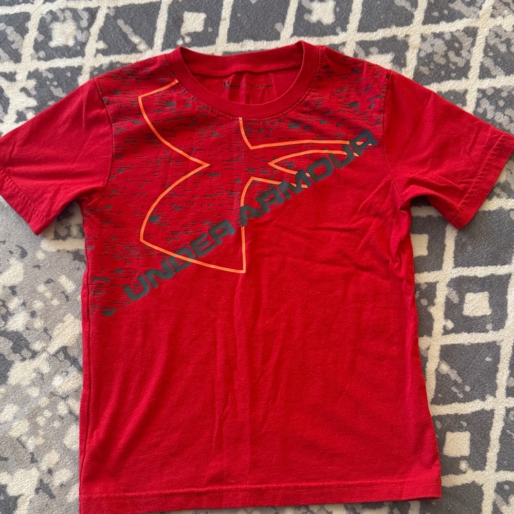Under Armour Kids Red and Orange Logo Tee